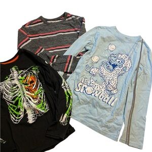 Cat & Jack Kids Long Sleeve Graphic Tees - Black, Gray, Blue set of 3